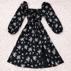 Black Floral Midi Dress